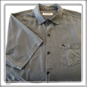 Tommy Bahama Coconut Point IslandZone Microcheck Short Sleeve Gray Size Large